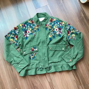 Zara Floral Embroidered Utility Jacket